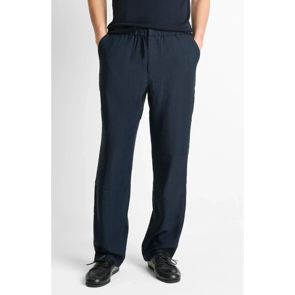 VINCE Pants Mens XL Navy Straight Fit Elastic Waist Linen Viscose LOUIE $398